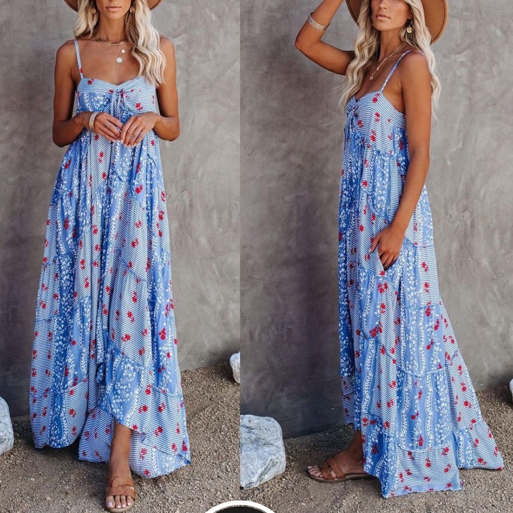 Vici Bonita patchwork high low dress NWOT